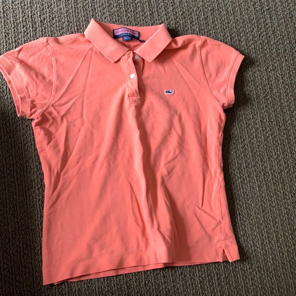 orange collared shirt